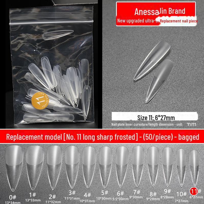 Jianais Ultra-Thin Seamless Matte Long Water Drop Nail Art Set (Sizes 0-11)