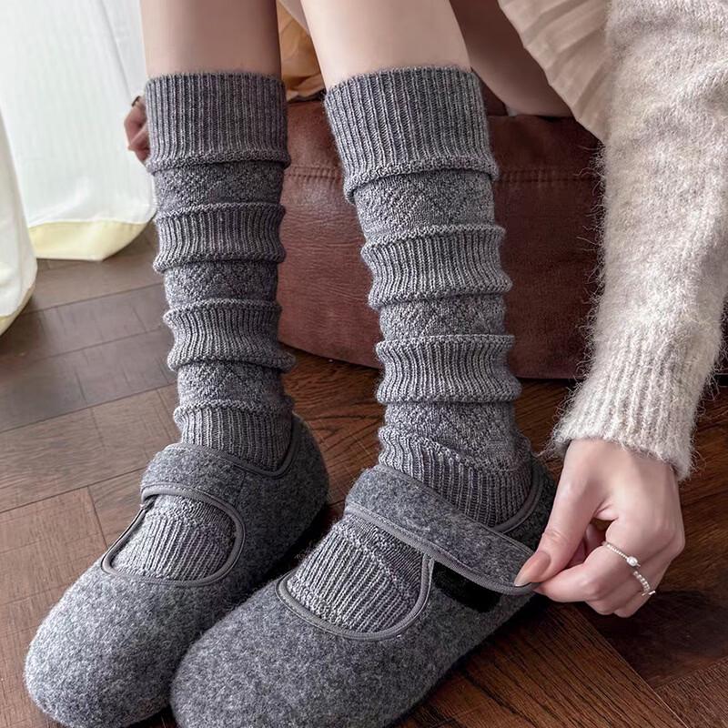 Wenyao Women s Korean Style Argyle Winter Slouch Socks