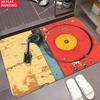 Amerikanische Vintage Vinyl Fußmatte Retro Plattenspieler Plattenteller Muster Teppich Weich Rutschfest Musikliebhaber Heimdekoration Willkommensmatte