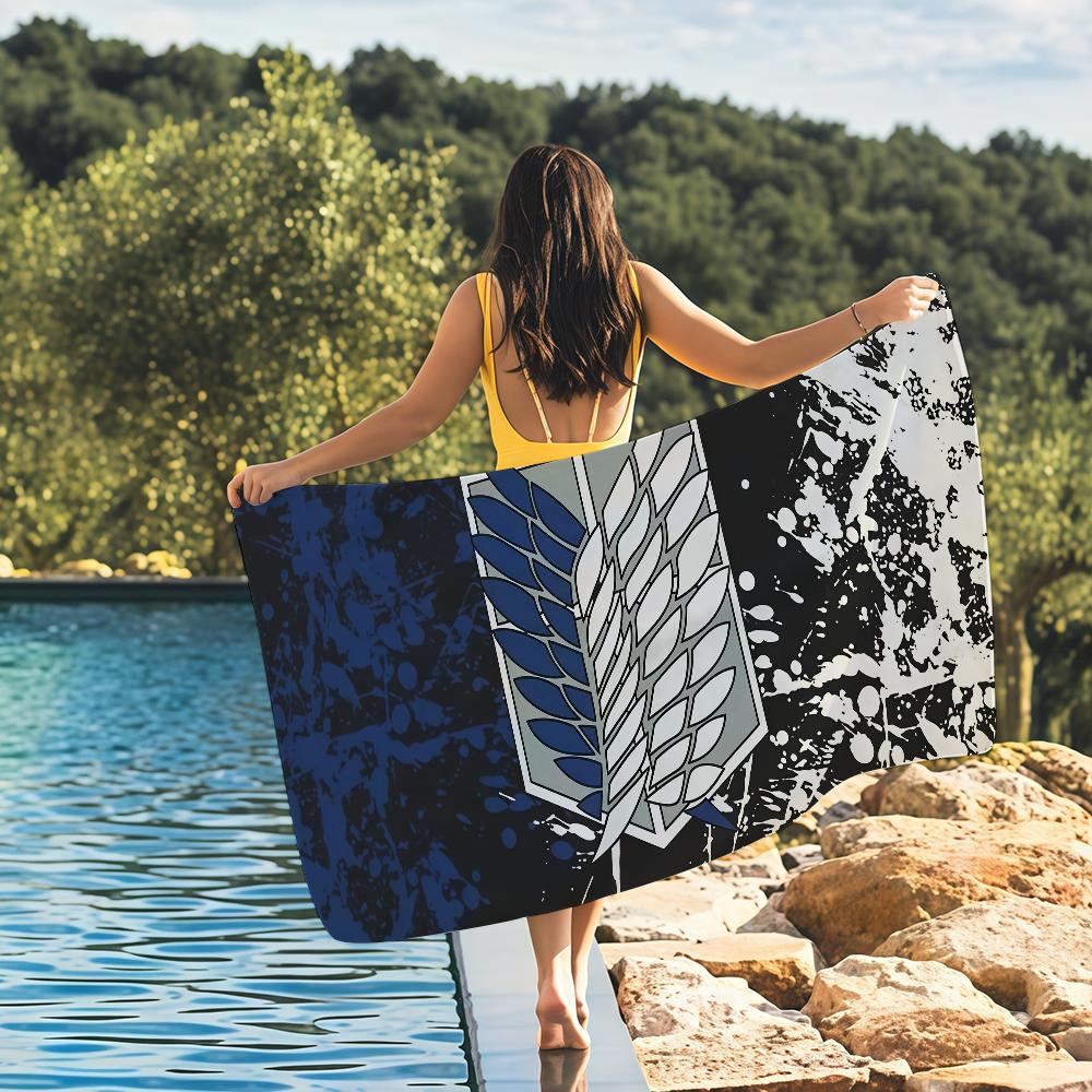 Anime Attack On Titan Towel Quick Drying Beach Towels Are Suitable For Swimming Pools Camping Yoga And The Gym