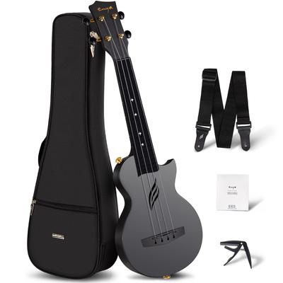 Soprano Ukulele Enya Nova U Mini BK Enya Ukulele Beginner Set of Carbon Capo and Spare Strings Included (made Fiber) Case, Strap, [] (Black)