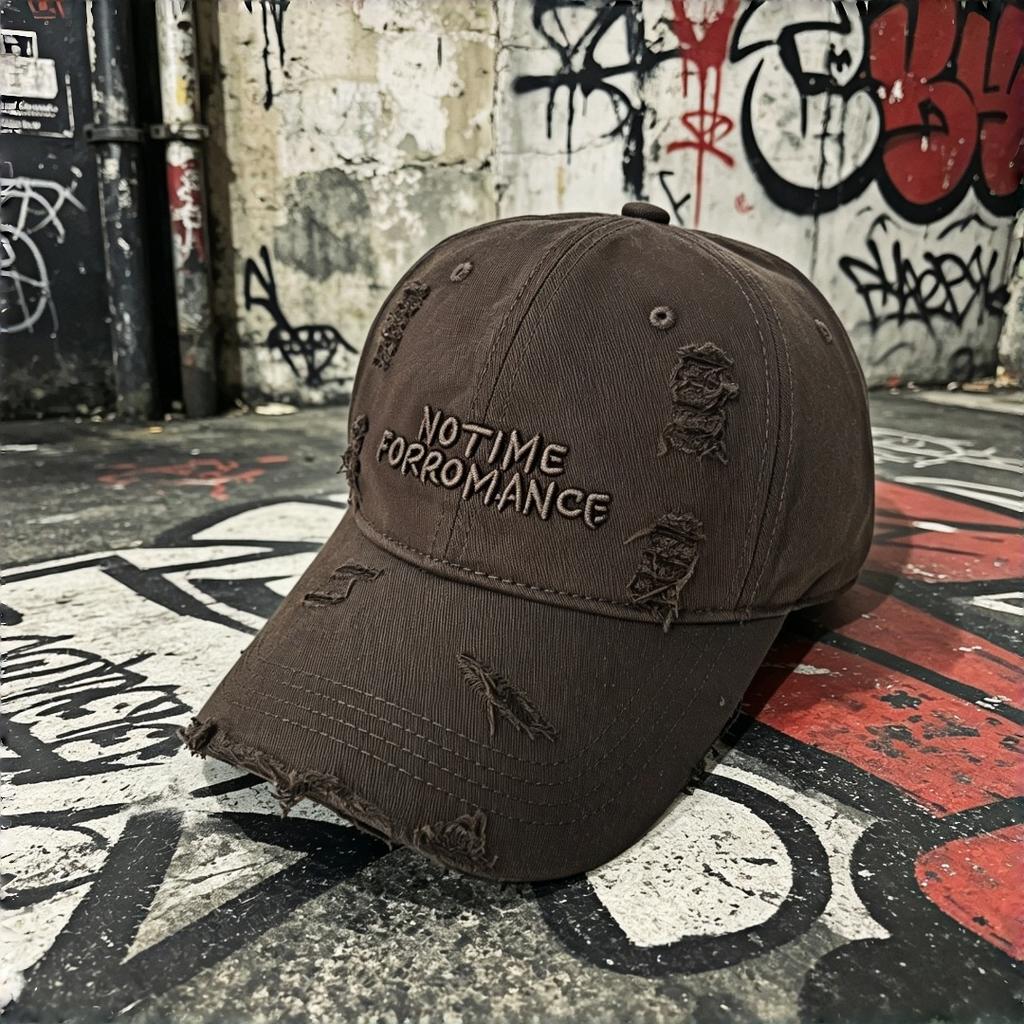 Retro Worn-Out Style Baseball Cap "No Time For Romance" Embroidered Dad Hat Trendy Casual Streetwear Sun Hat Suitable For Both M