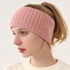 1PC Fashion Ear Warm Knitted Headband Fluffy Plush Solid Color Elastic Hairband Windproof Headwear Warm Hair Band Girl