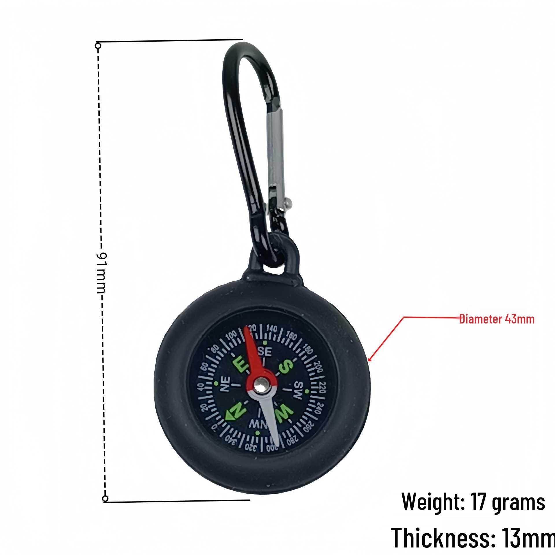 Silicone Carabiner Compass with Hanging Buckle for Outdoor Use (Customizable Logo)