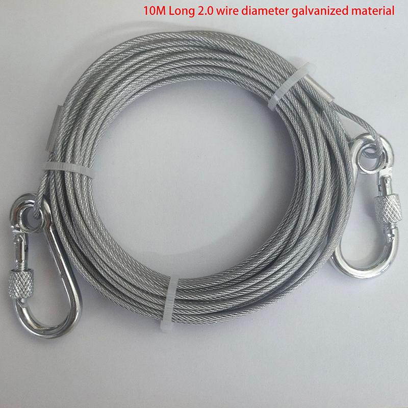 3-10M Double-Headed Dog Tie Out Cable Leash Raction Rope Metal Buckle Steel Wire Anti-Rust Training Collar Outdoor Dogs Strap