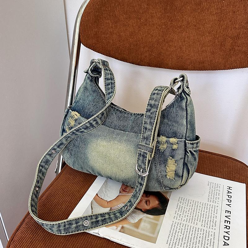 New Cool Denim Zipper Sewing Tote Bags 2026 High Quality Large Capacity Ladies Bags Summer Commute Versatile Crossbody Bags