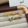 Sweet And Cool Girl Style Gold Bow Enamel Diamond Zir*****Pen Ring Niche High-End Feeling Stacked Ring Woman