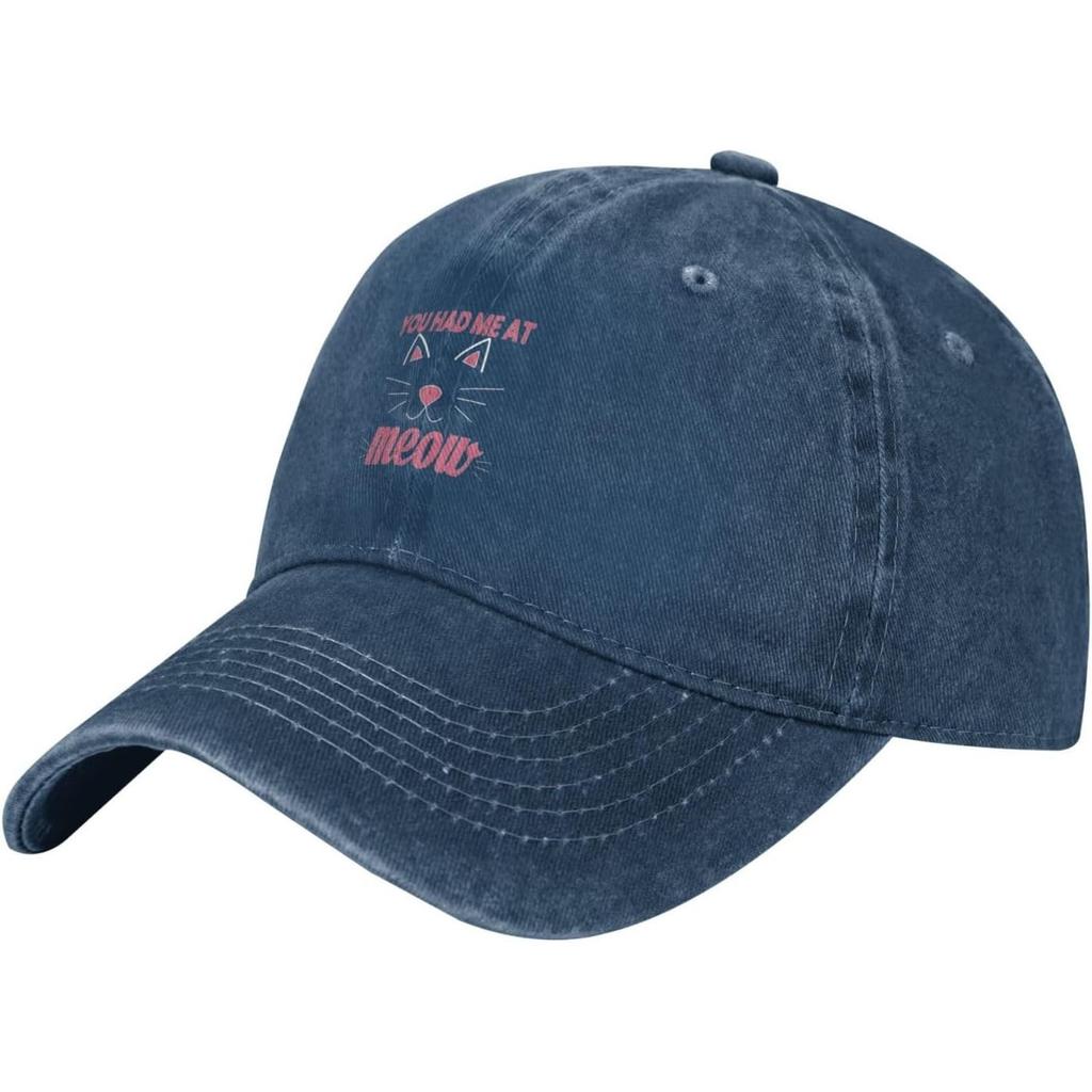 Meow Cat Baseball Cap Washed Cotton Adjustable Dad Hat for Unisex Casual Sports