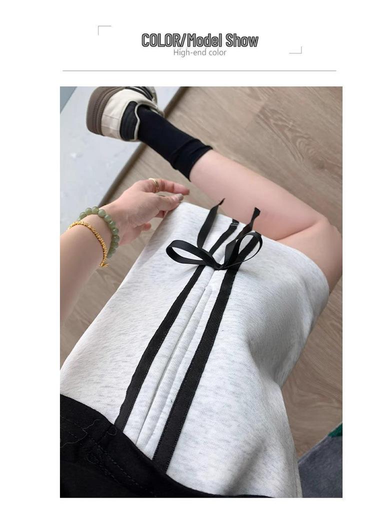 2024 Women's Gray High-Waist Loose Fit Slimming Sports Shorts - American Style, Petite, Wide-Leg, Summer Casual