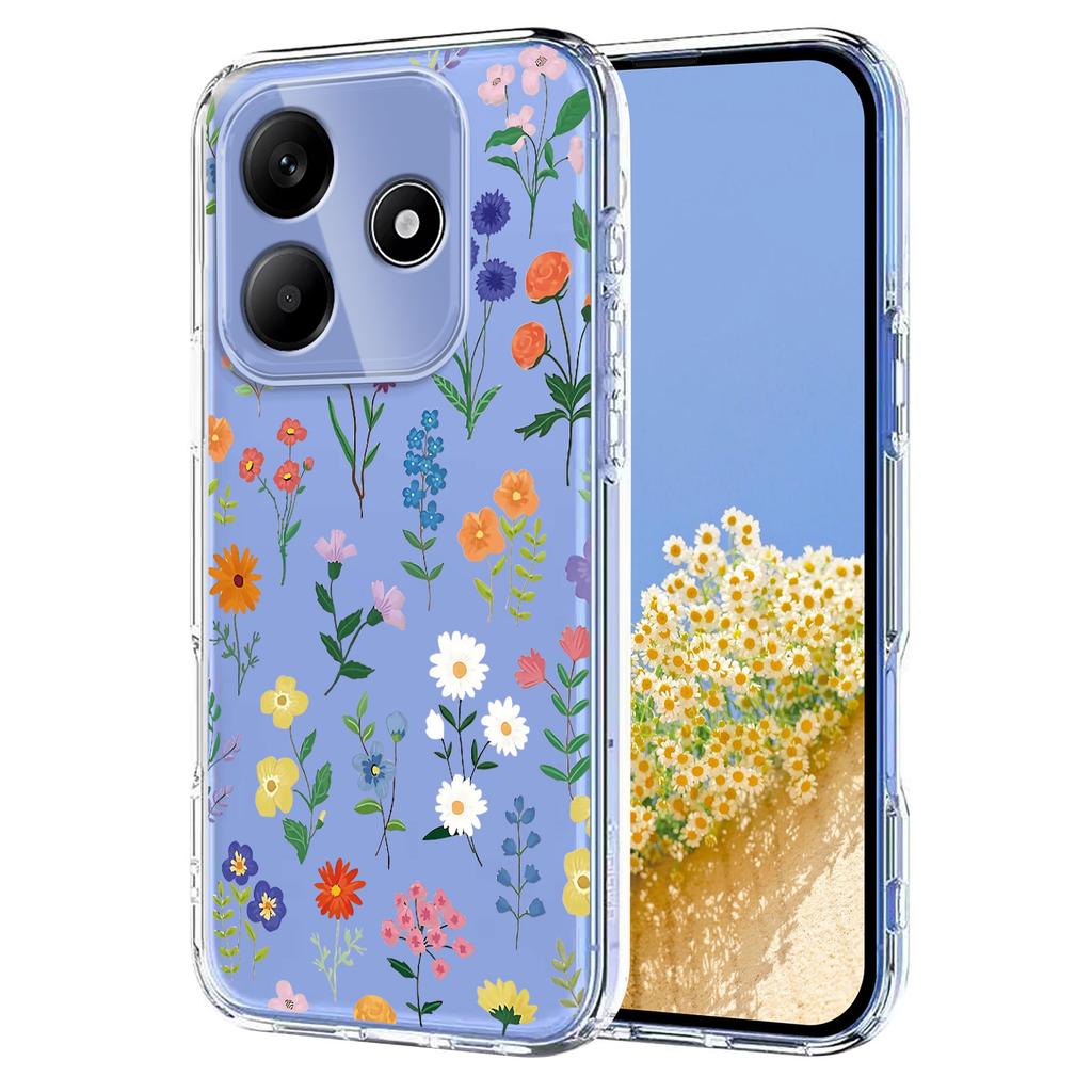 Für Xiaomi Redmi Note 14 4G (163,25 x 76,55 x 8,16 mm) Hülle Schmetterling Blumenmuster Druck TPU Handy Rückseite