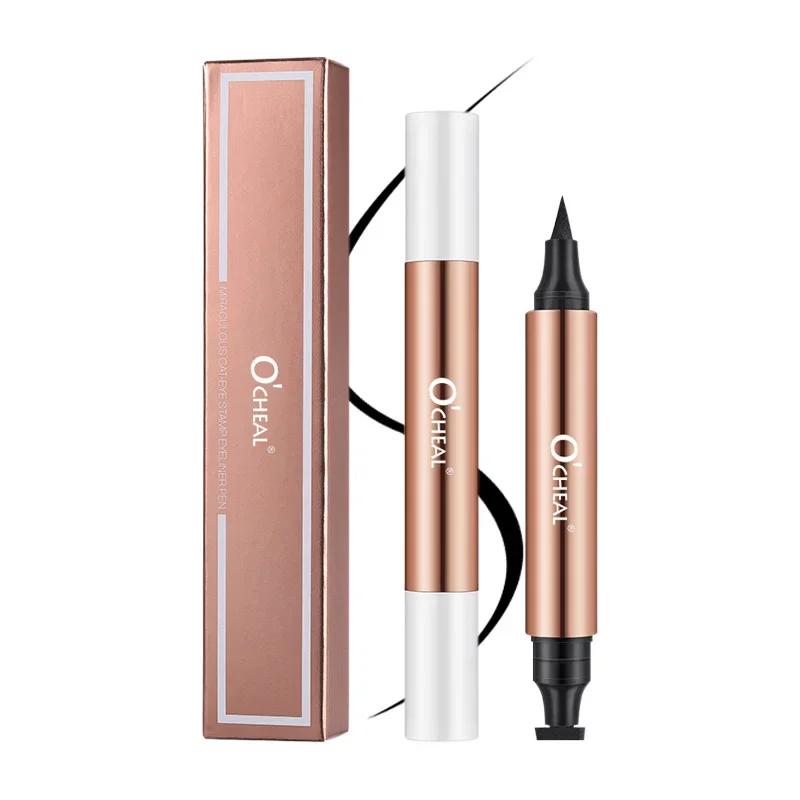 O'CHEAL Tampon Eyeliner Noir Crayon Eyeliner Liquide Waterproof Sèche Rapide Double Embout Crayon Eyeliner Maquillage pour Femmes Outil Cosmétique