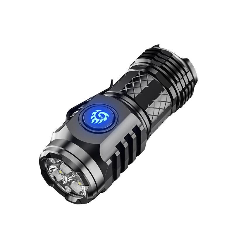 Hot-Selling Rechargeable Three-Eye LED Flashlight: Super Bright, Long-Range, Portable for Outdoor and Night Riding.