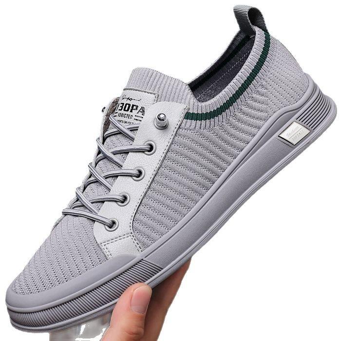 Versatile trend men's shoes 2024 summer fly-woven mesh shoes breathable and lightweight thin one-pedal trend casual shoes