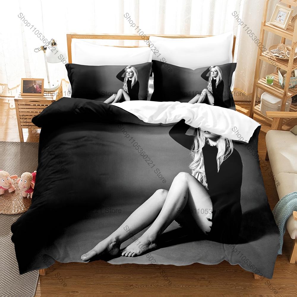 Avril Lavigne 3Pcs Bedding Set 3D Printed Music Singer Duvet Cover Pillowcase Twin Full Queen King Size Soft Microfiber