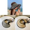 Woman Summer Straw Hat With Large Brim And Foldable Design For Outdoor Sun Protection
