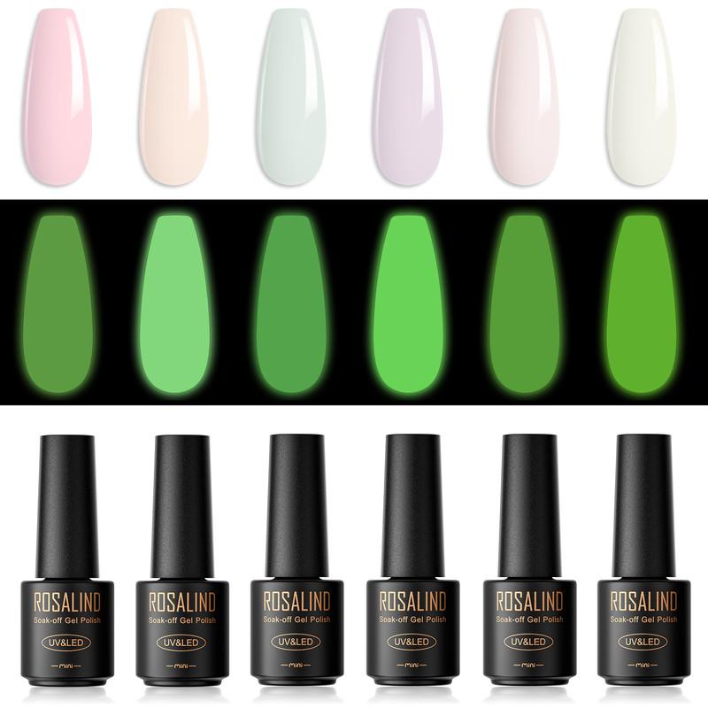 ROSALIND Stylish Nail Gel Polish Set 6PCS Kits Semi Permanent For Beauty Nail Supplies Cured With UV Lamp Base Top Gel Varnish