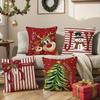 Christmas Decoration Pillowcase Fawn Christmas Tree Red Pillow Cover Living Room Sofa Cushion Cover Room Home Decoration 45x45cm