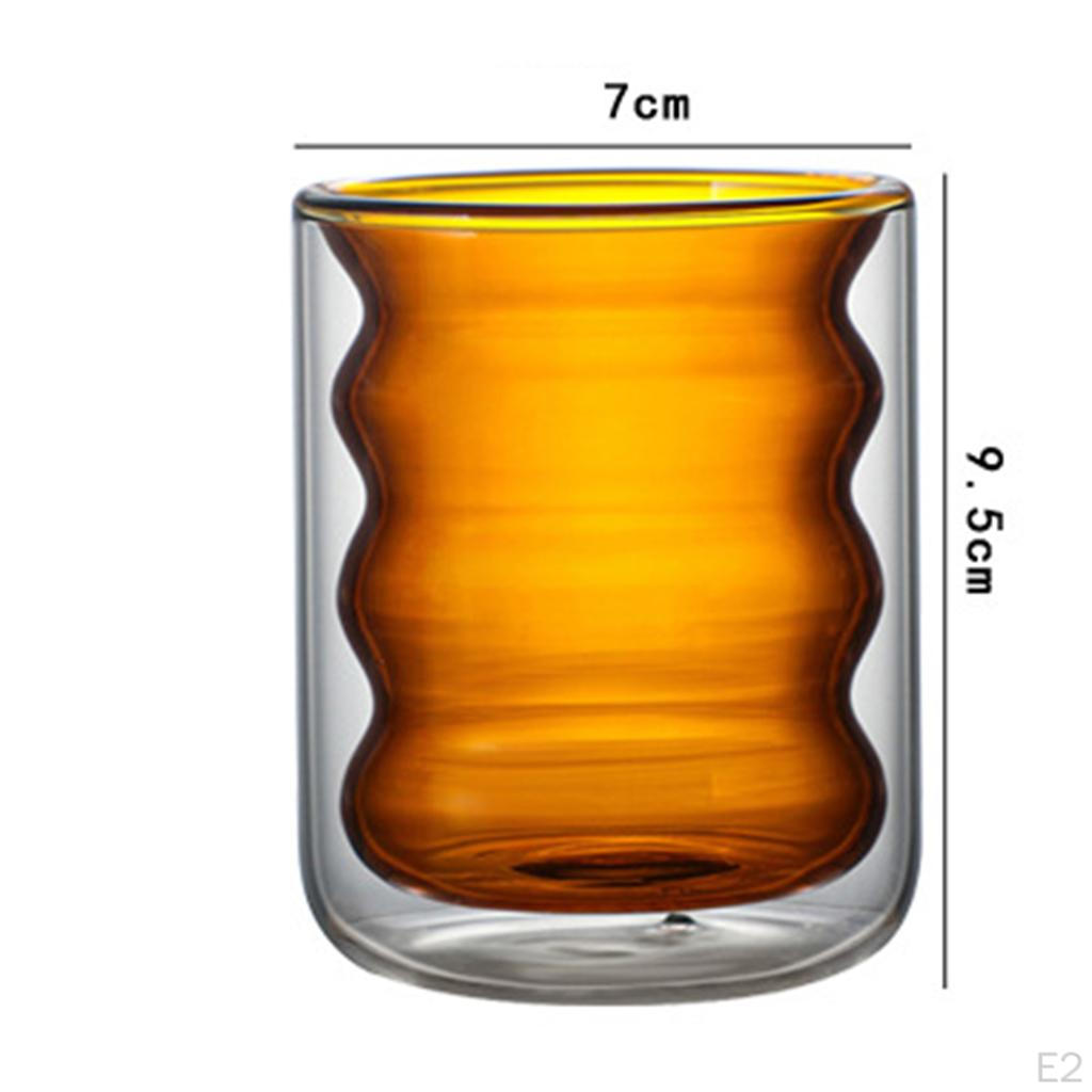 Glass Cup Drinking Round Mouth 200 ml Milk Mug Double Walled Coffee Drinkware for