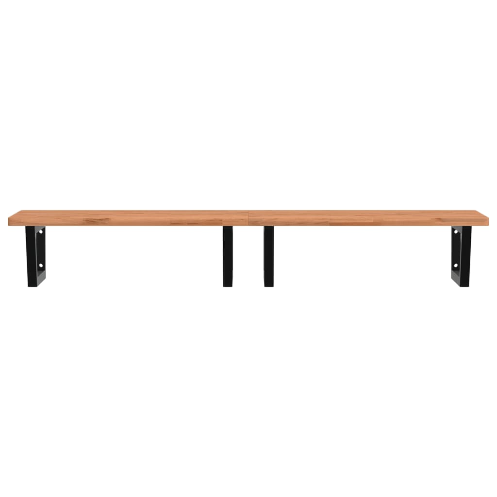 Vidaxl Wall Shelf Under Sink, Steel and Solid Beech Wood