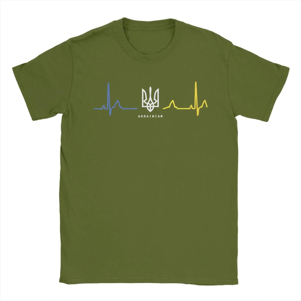 Oekraïense Tryzub Oekraïne Vlag Drietand Zelensky Hartslag T-shirt Mannen Nieuwigheid Katoenen T-shirt Korte Mouw T-shirt Cadeau Tops