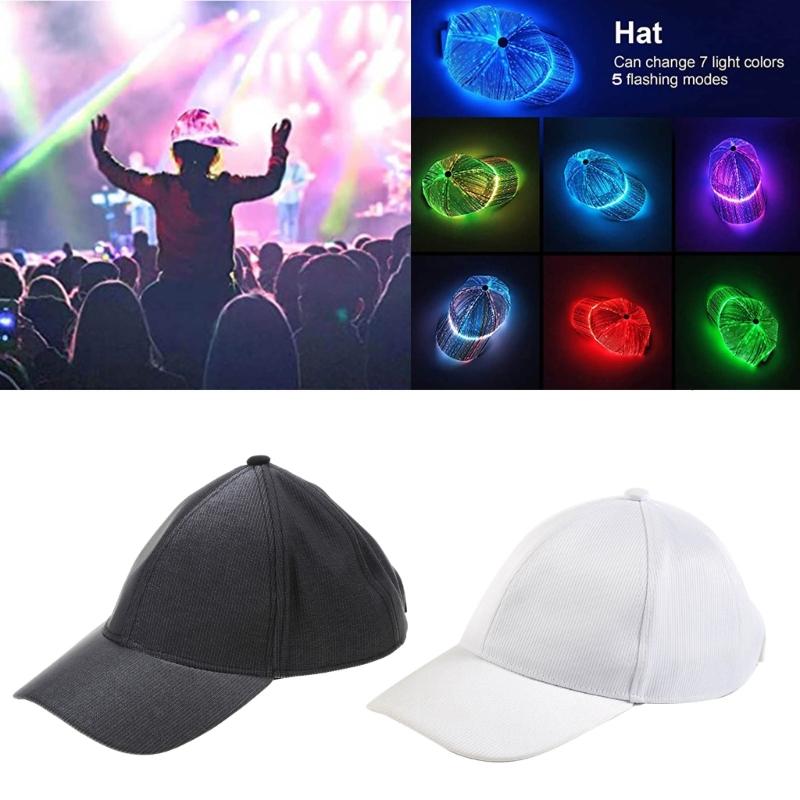 Erwachsenenhut Glänzende Baseballkappe Sonnenschutz LED Leuchtende Kappe Disco Party Baseballkappe Ganzjahres-Faseroptik-Kappe Hut