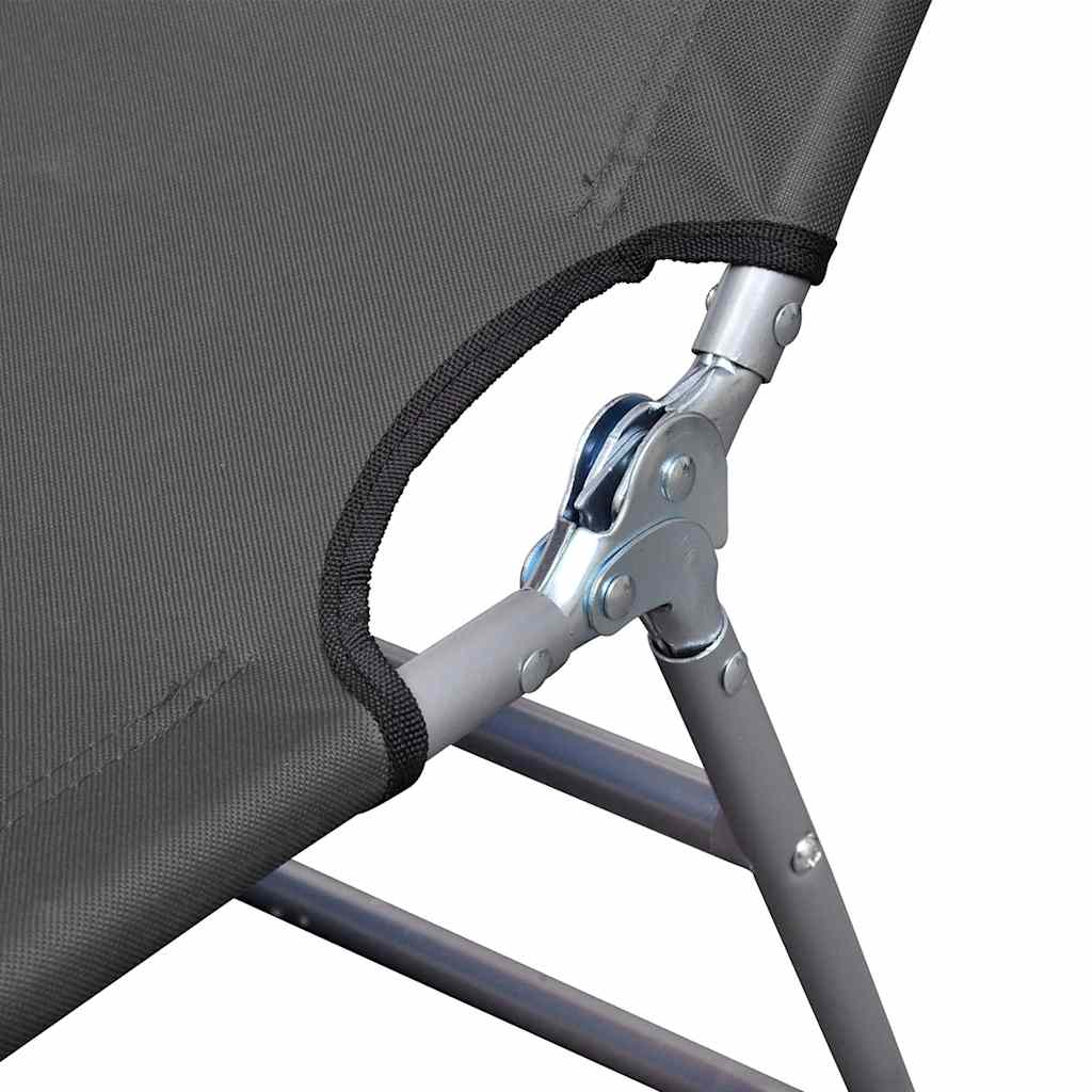 Folding Sun Lounger with Pillow Adjustable Backrest Gray