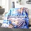 1pc Frieren Blanket with Custom Name, Gift, for Men and Women, Soft Blanket, Good for Sofa Bed Couch Travel, Lightweight Flannel Blanket