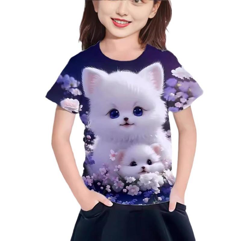 Animal Series 3D Printed Children's T-shirt Pullover Round Neck Short Sleeved Casual T-shirt