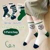 Kids Cotton Socks Cute Bear Pattern Spring Autumn Cozy Crew Socks For Boys Girls Age 2-12 Years Old Comfortable Breathable