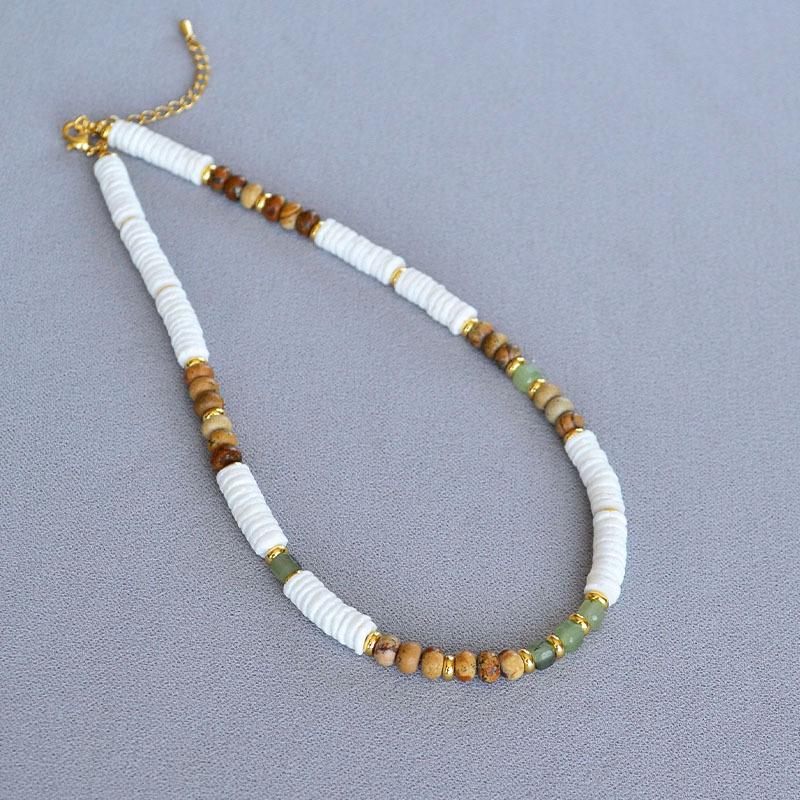 

Нишевый дизайн ретро литературное преувеличение белая ракушка настоящий камень сращивание бисер праздничное ожерелье стиль Женский