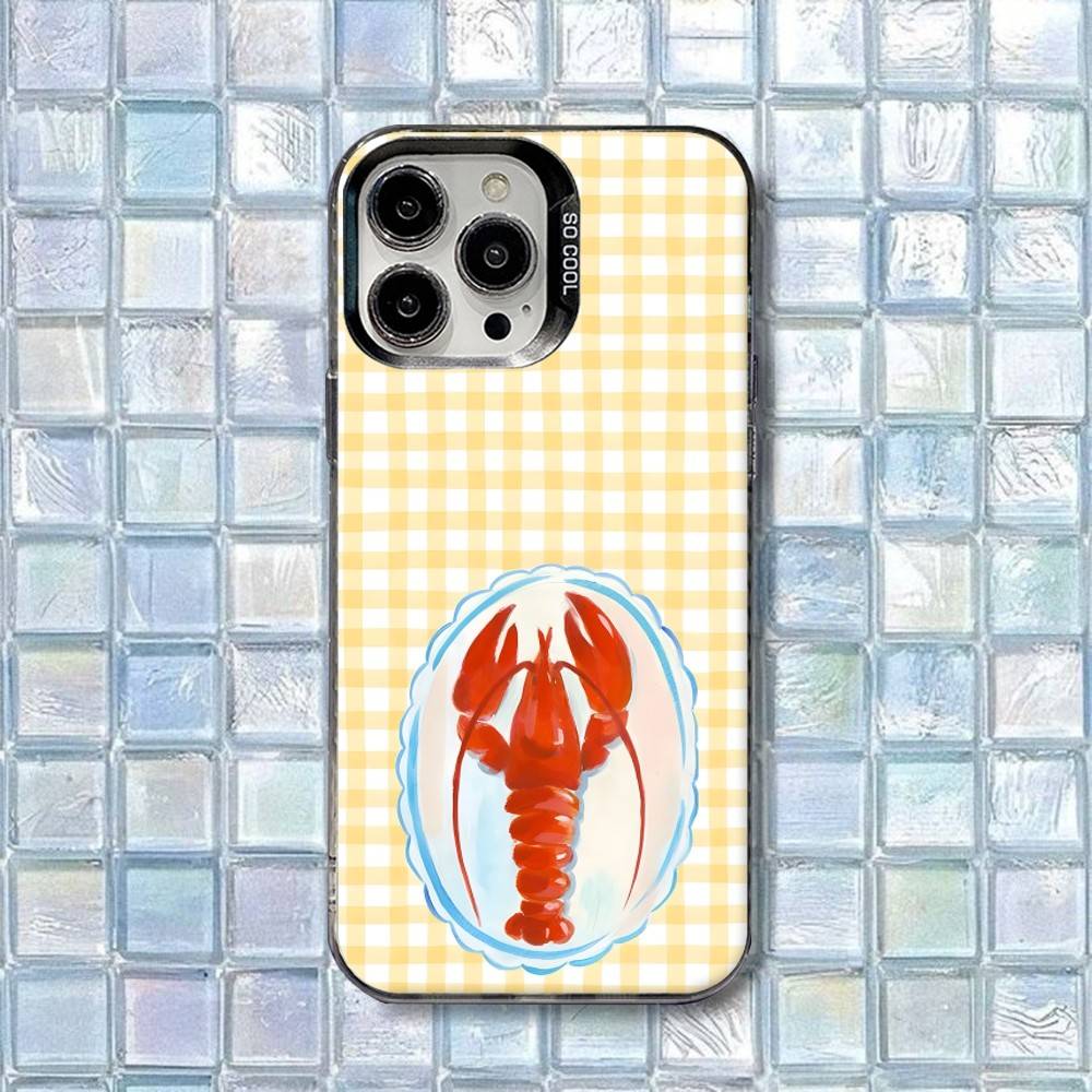 

Lobster On Stripes Ocean Phone Case For iPhone 17,16,15,14,13,12,11,Air,X,XR,Pro,Max,Plus Shockproof Matte Cover iPhone15pro