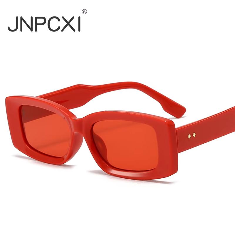 Ins Popular Fashion Square Women Sunglasses Red Retro Shades UV400 Men Trending Oval Sun Glasses