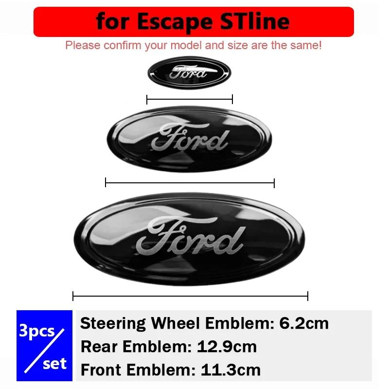 3PCS Car Front Hood Emblem Rear Decal for Ford Focus DFFJHN7 Edge Mondeo Everest Taurus Exolorer Escape ESCORT Steering Wheel Sticker
