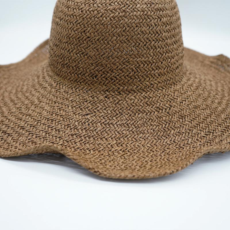 Red Brown Coffee Big Brim Foldable Vacation Straw Hat Women'S Sunshade Sunscreen Beach Hat Sun Hat