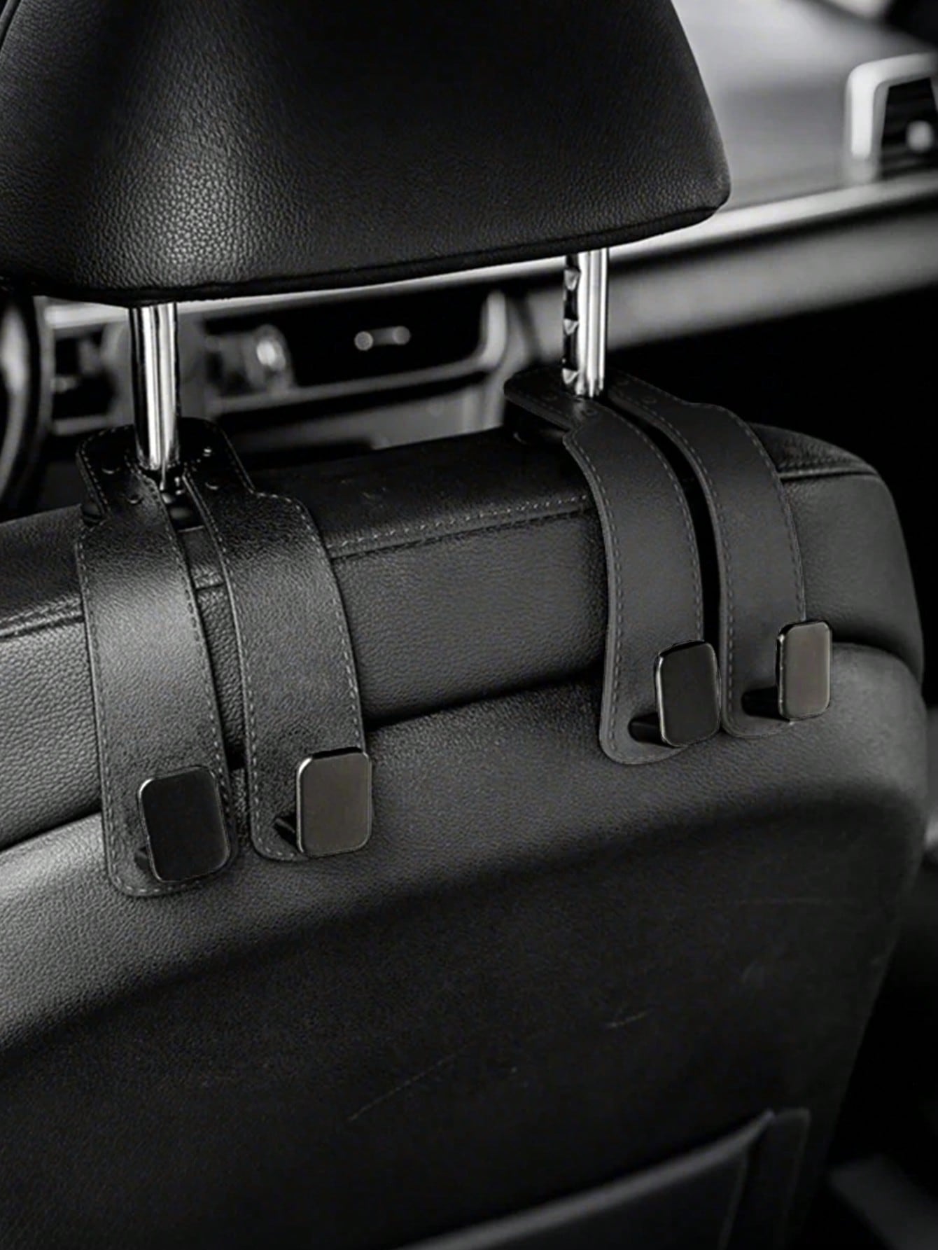 

Car Seat Back Hook - Double Hook Design, Rubber Leather & Zinc Alloy Material, Essential for a Tidy Car Interior