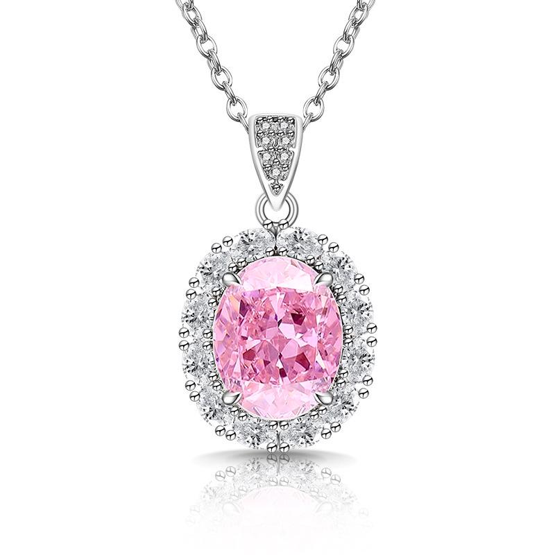 Flashy Ice Flower Cut Gemstone Necklace with High Carbon Diamond Pendant - Women's Fashionable Luxury Jewelry