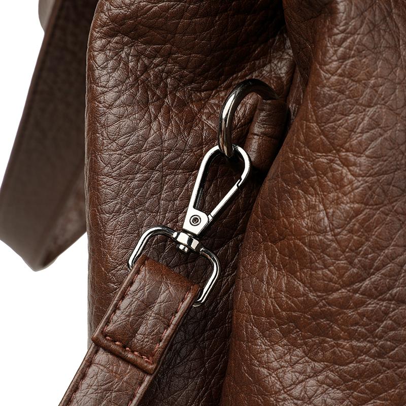 Large Capacity Leather Tote Bag for Women Vintage Shoulder Handbag with Zip Pockets