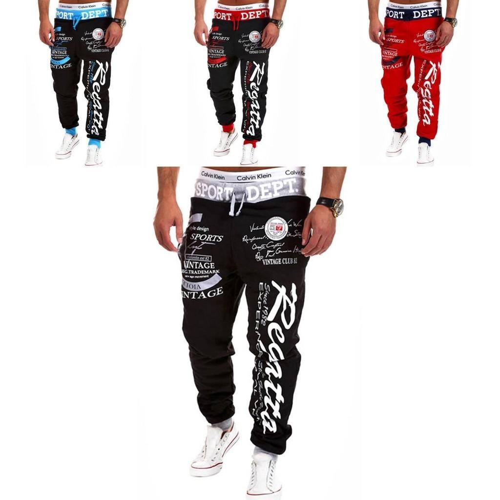 Classic Men's Letter Sport Sweat Pants Jogging Jogger Trousers Tracksuit Bottoms With Stylish Drop Crotch Design