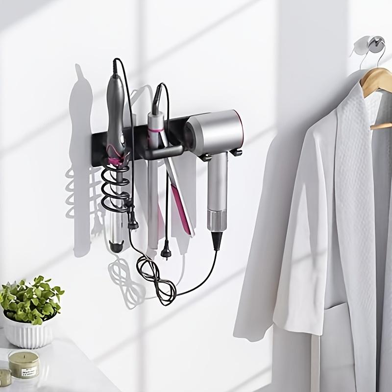 1pc wall-mounted aluminum hairdryer holder, adhesive curling iron holder, hairdressing tool organizer, suitable for bathroom curling irons