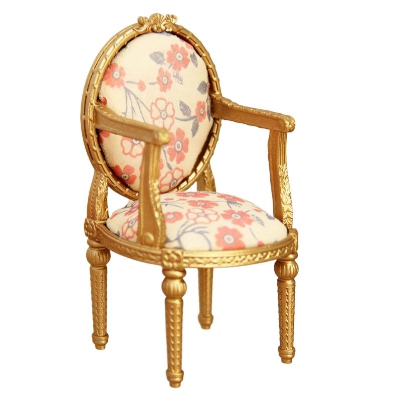1/12 Scale Wooden Dollhouses Furniture Set Mini Wooden Table And Chair For Kids Floral Pattern
