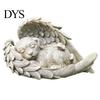Decorative Display Mold Sleeping Dog Angel Wing Design Exquisite Statue Resin Garden Home Ornament Accessories for Decor Model