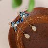Original New Flange Porcelain Pearl Hetian Jade Drop Shaped Earrings Antique Creative Design Ladies  Jewelry