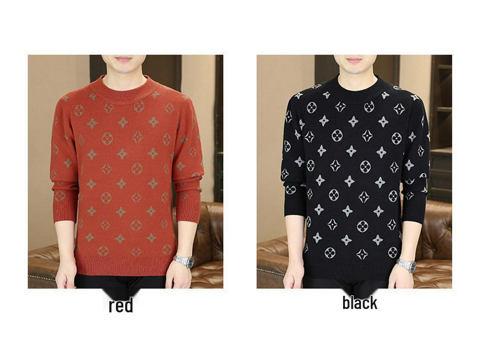 2025 European Trendy Men's Round Neck Jacquard Sweater - Korean Style Winter Knitwear