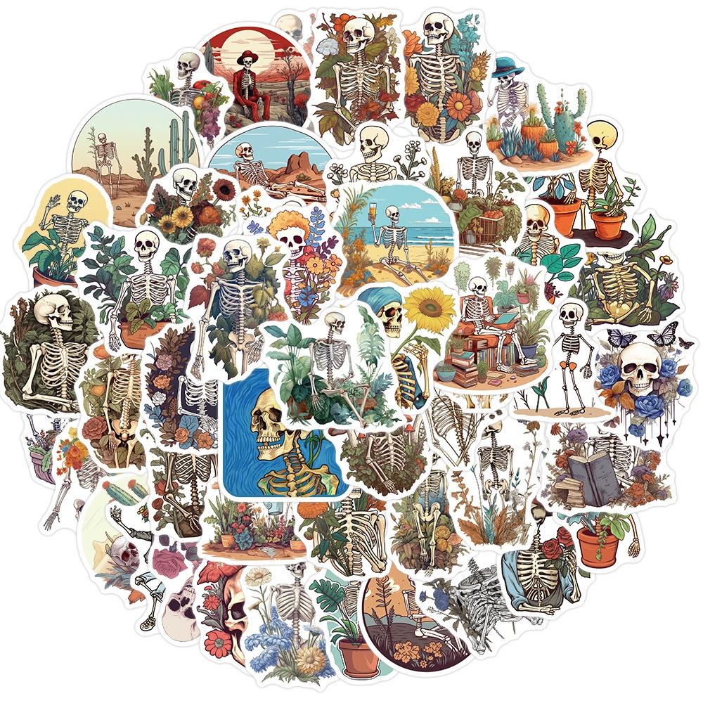 Cartoon Art Skull Sticker Set Personalize Your Guitar Notebook Or Luggage With 50 Waterproof Decals