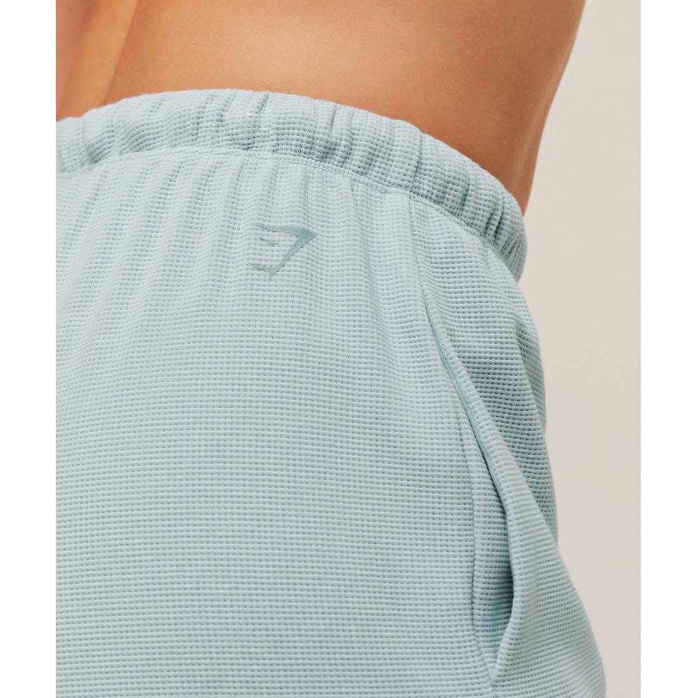 Gymshark Waffle Wide Leg Pants Smoke Blue B2c5q Udr3