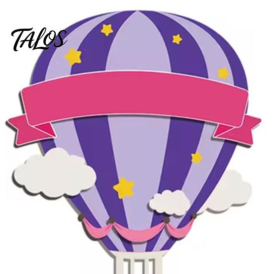 Childrens Bedroom Wall Accents 3Pcs Wooden Hot Air Balloon Art, 2D Flat Cartoon Hanging Ornaments, Colorful Kindergarten Decorations for Living