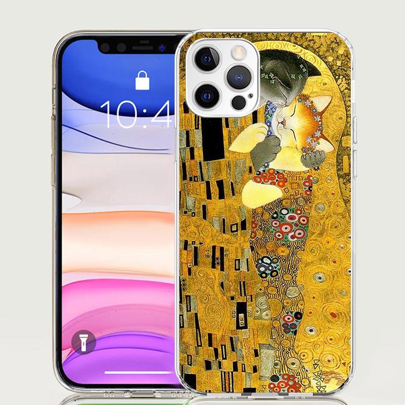 Kiss by Gustav Klimt Desig Case Phone Cover for Apple iphone 16 15 14 13 12 Mini 11 Pro Max 16E X XS XR 7 Plus 8 + SE 2020 Trend