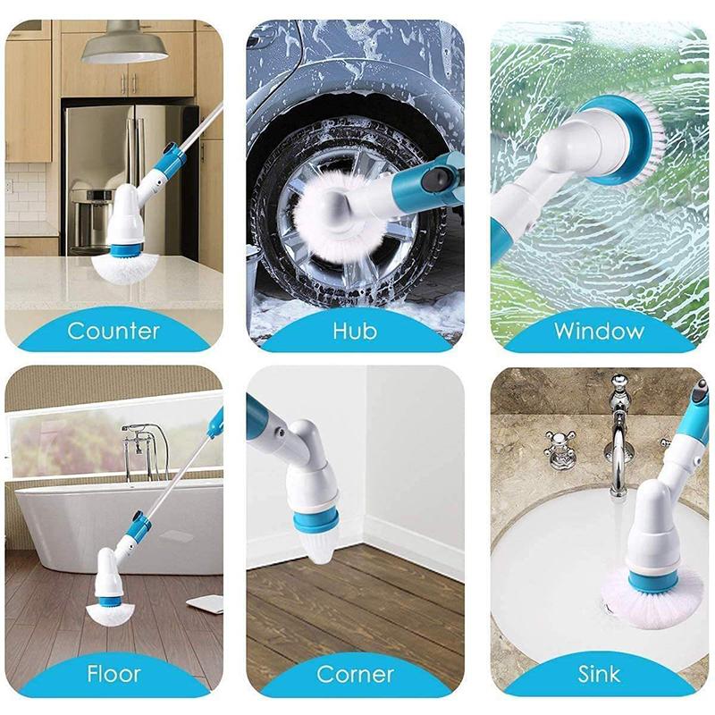 Electric Cleaning Brush Handheld Cordless Autorotation Shower Scrubber with 3PCS Replacable Head