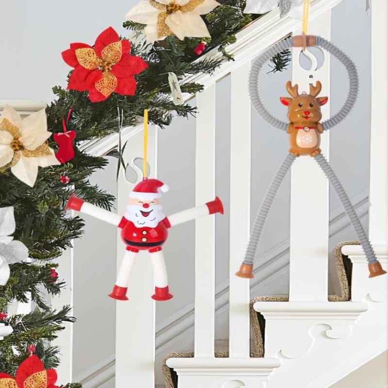 Christmas Extendable Santa Claus Snowman Pendants Christmas Decoration For Home Xmas Tree Hanging Ornaments  Year Kids Gifts