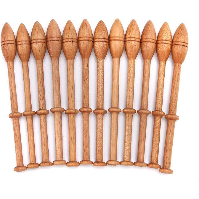 Lace Bobbin Hardwood, 12pcs 4.3in Practical DIY Beech Lace Bobbin Sewing Tools Durable Lace Robbin Weaving Tools for Hand-knitting DIY Tools, Such As